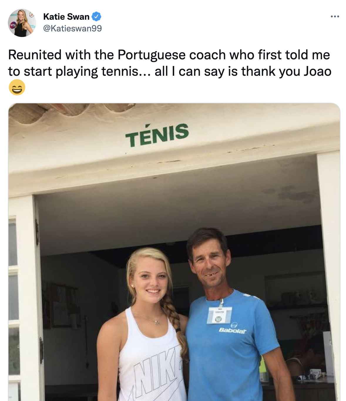 Katie Swan with her first coach Joao